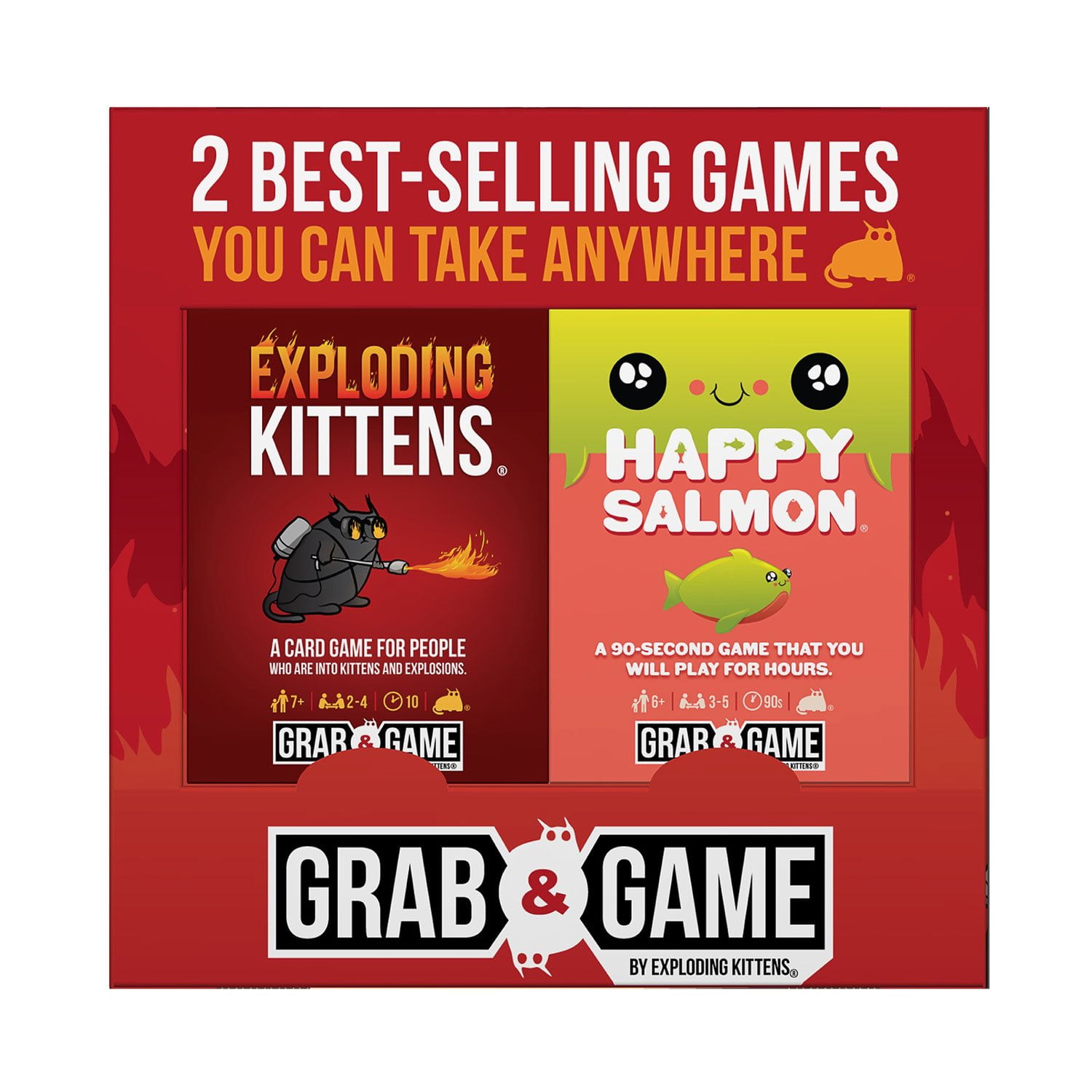 Exploding Kittens® & Happy Salmon® Grab & Game Edition Card Games Bundle