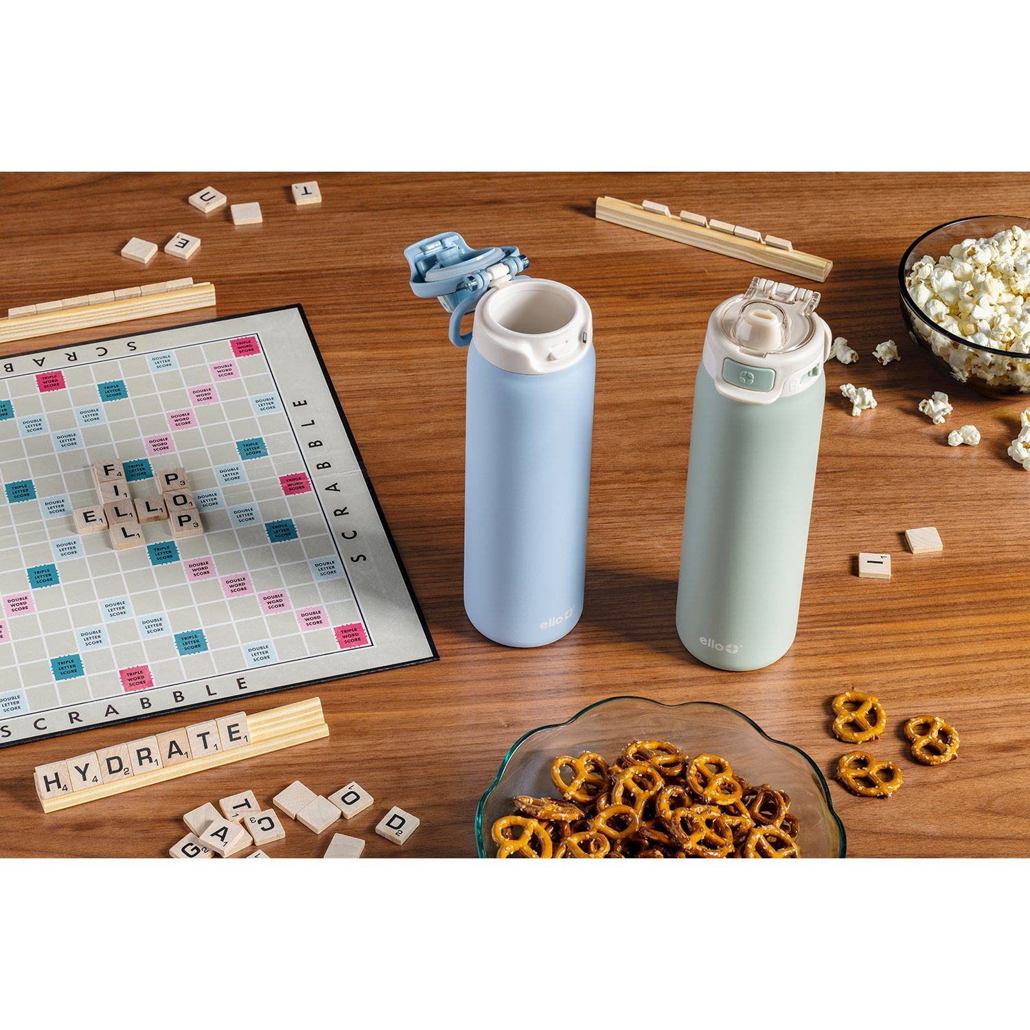 Ello Pop & Fill 22oz. Stainless Steel Water Bottle with Leak Proof Locking Lid, 2-Pack - Image 2