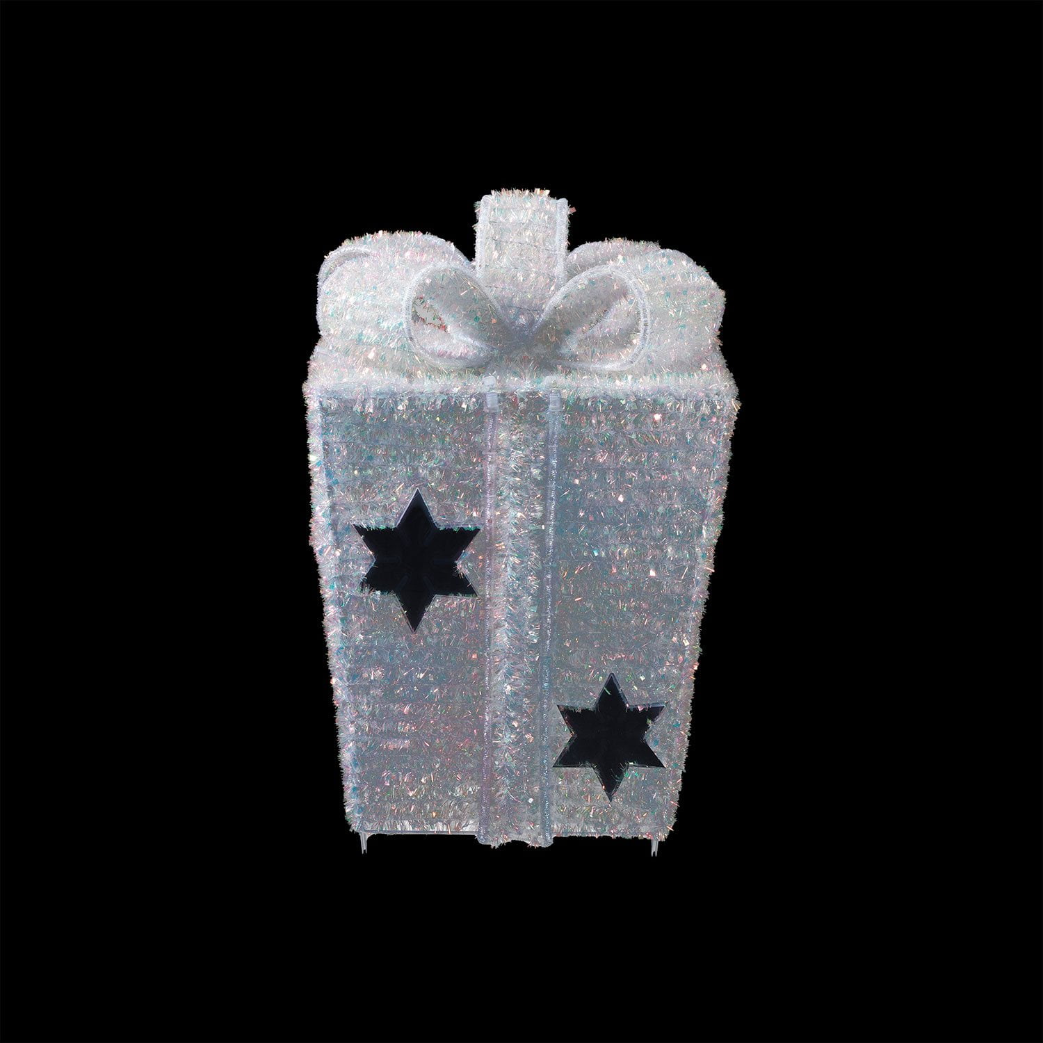 Member's Mark 32" Pre-Lit Iridescent Twinkle Tinsel Gift Box Decor - Image 6
