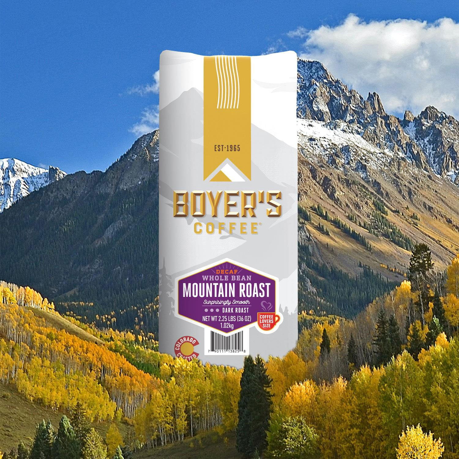 Boyer's Coffee Mountain Roast Decaf Dark Roast Whole Bean, 36 oz. - Image 5