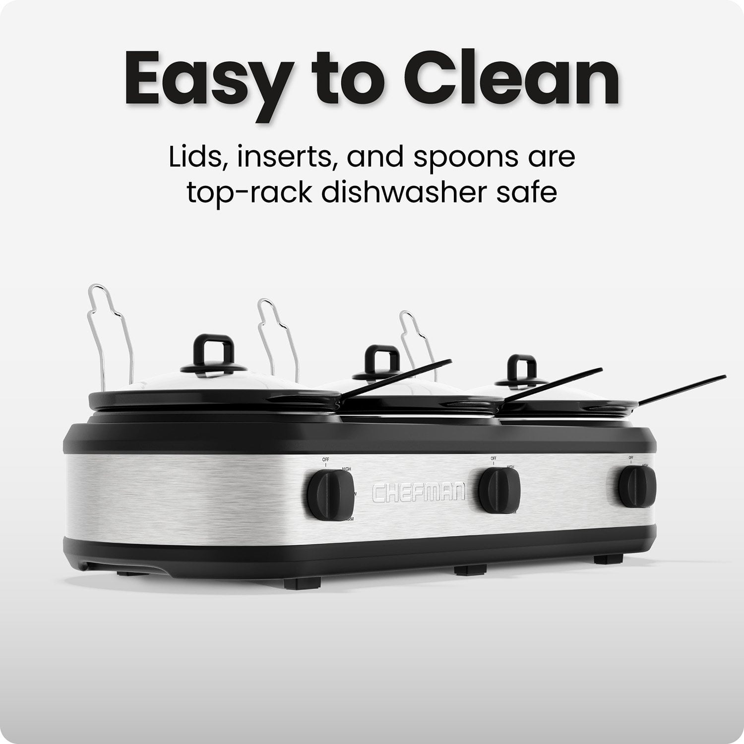 Chefman Stainless Steel Triple Slow Cooker & Buffet Server - Image 6