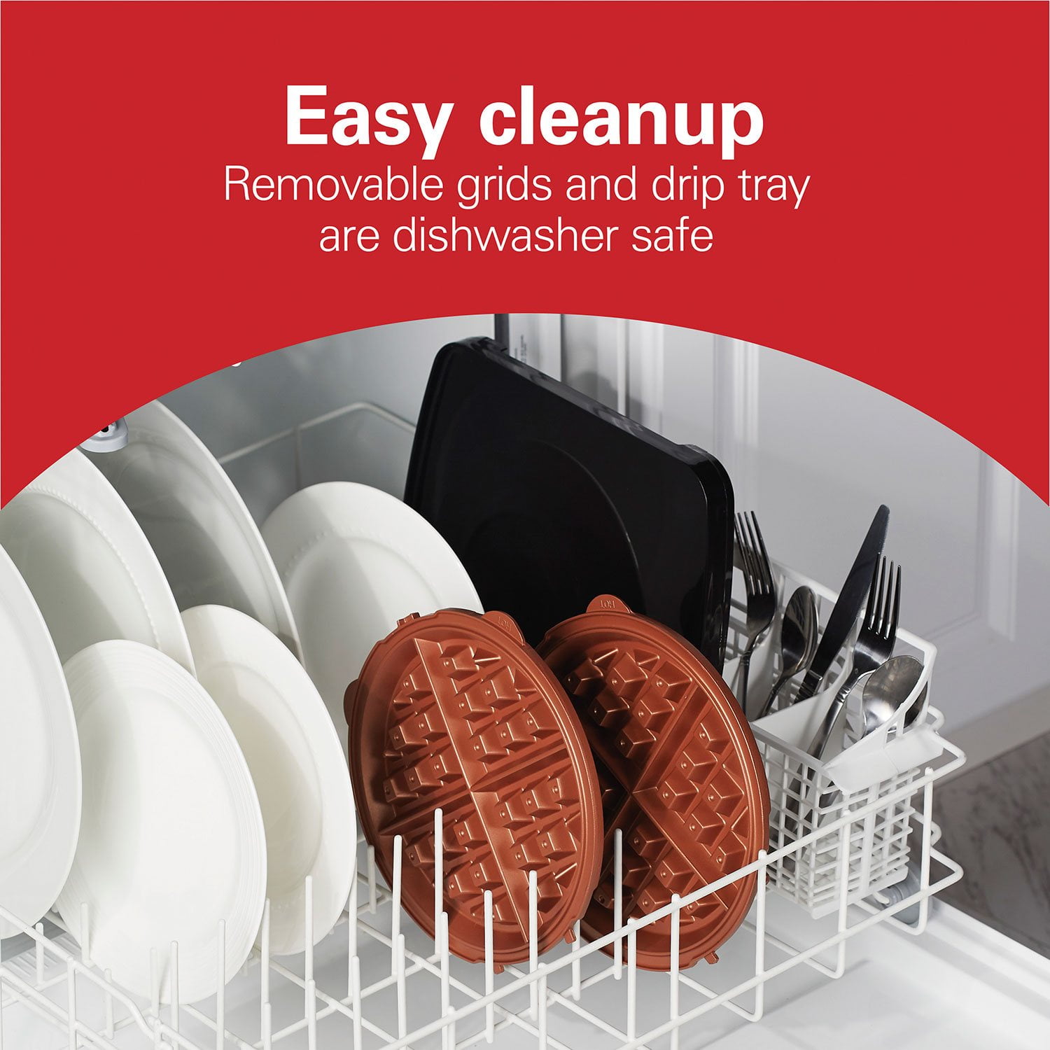 Hamilton Beach Durathon Ceramic Removable-Grid Belgian Waffle Maker - Image 4