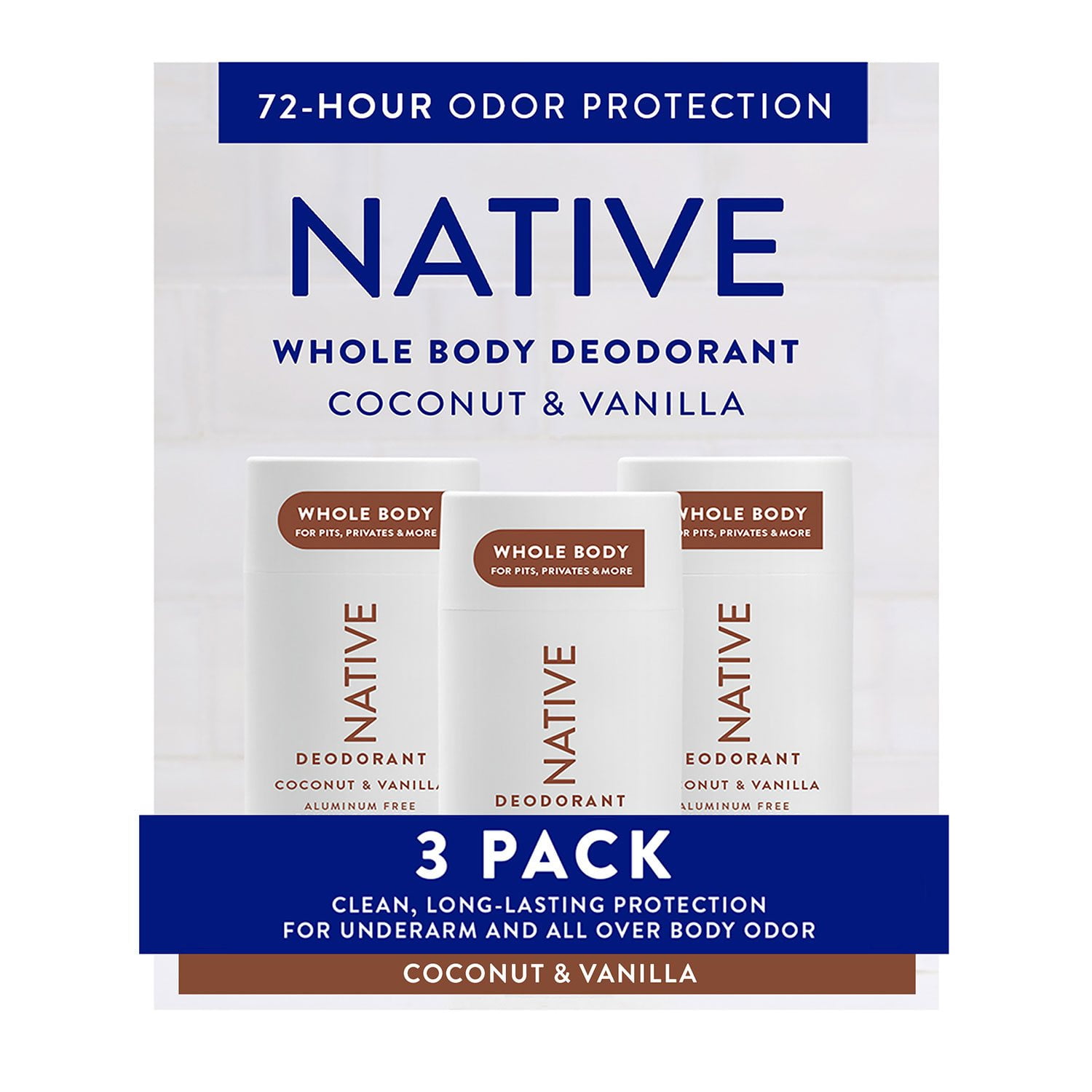Native Whole Body Aluminum-Free Deodorant, Coconut & Vanilla, 2.3 oz., 3pk.