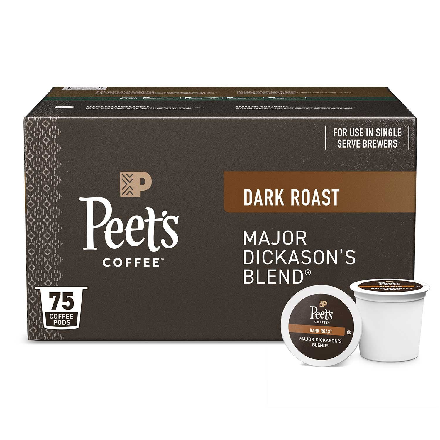 Peet's Coffee Dark Roast K-cup Pods, Major Dickason's Blend, 75 ct .