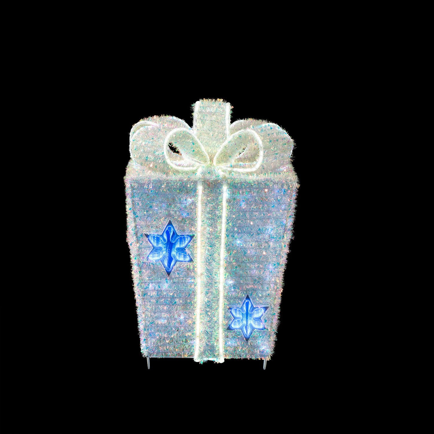 Member's Mark 32" Pre-Lit Iridescent Twinkle Tinsel Gift Box Decor - Image 3