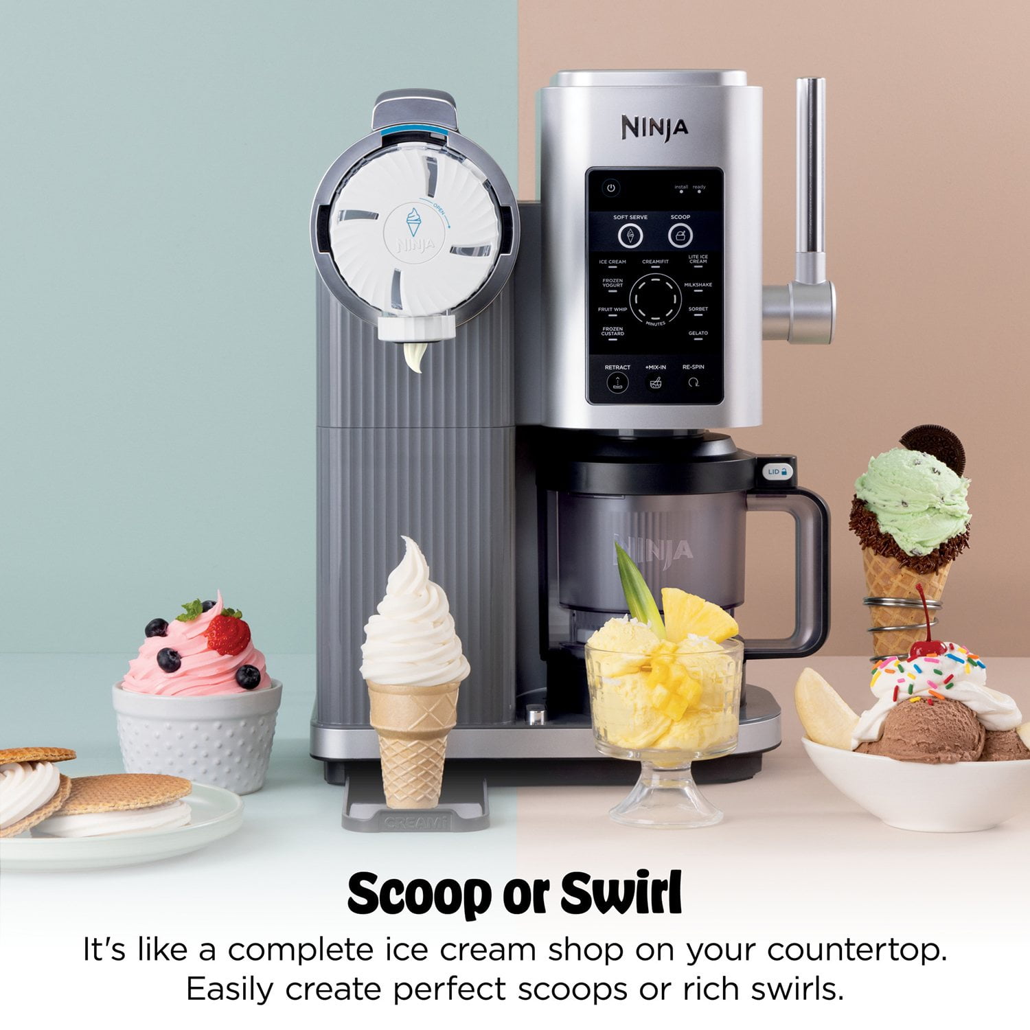 Ninja CREAMi Scoop & Swirl Ice Cream & Soft Serve Maker, 13 One-Touch Programs - Image 6