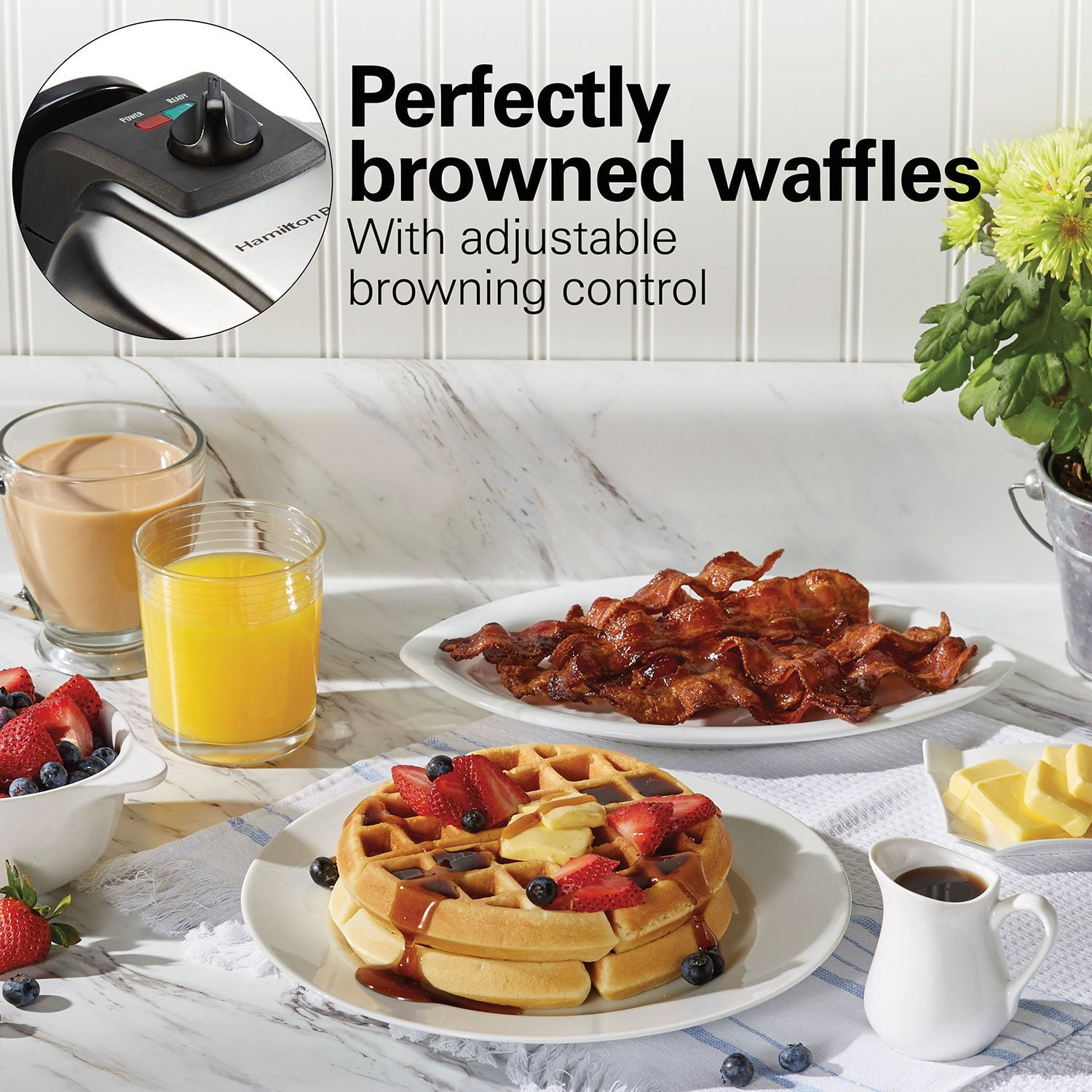 Hamilton Beach Durathon Ceramic Removable-Grid Belgian Waffle Maker - Image 5