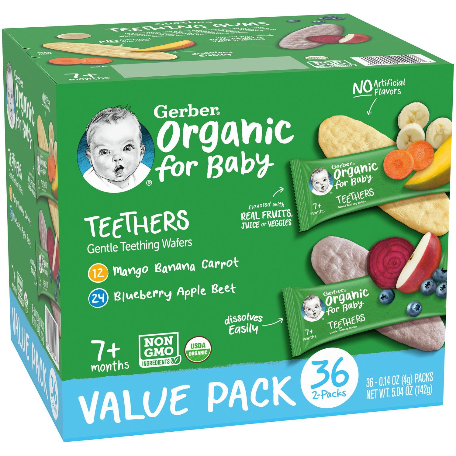 Gerber Organic Teething Wafers Variety Pack, 36 ct. - Image 7