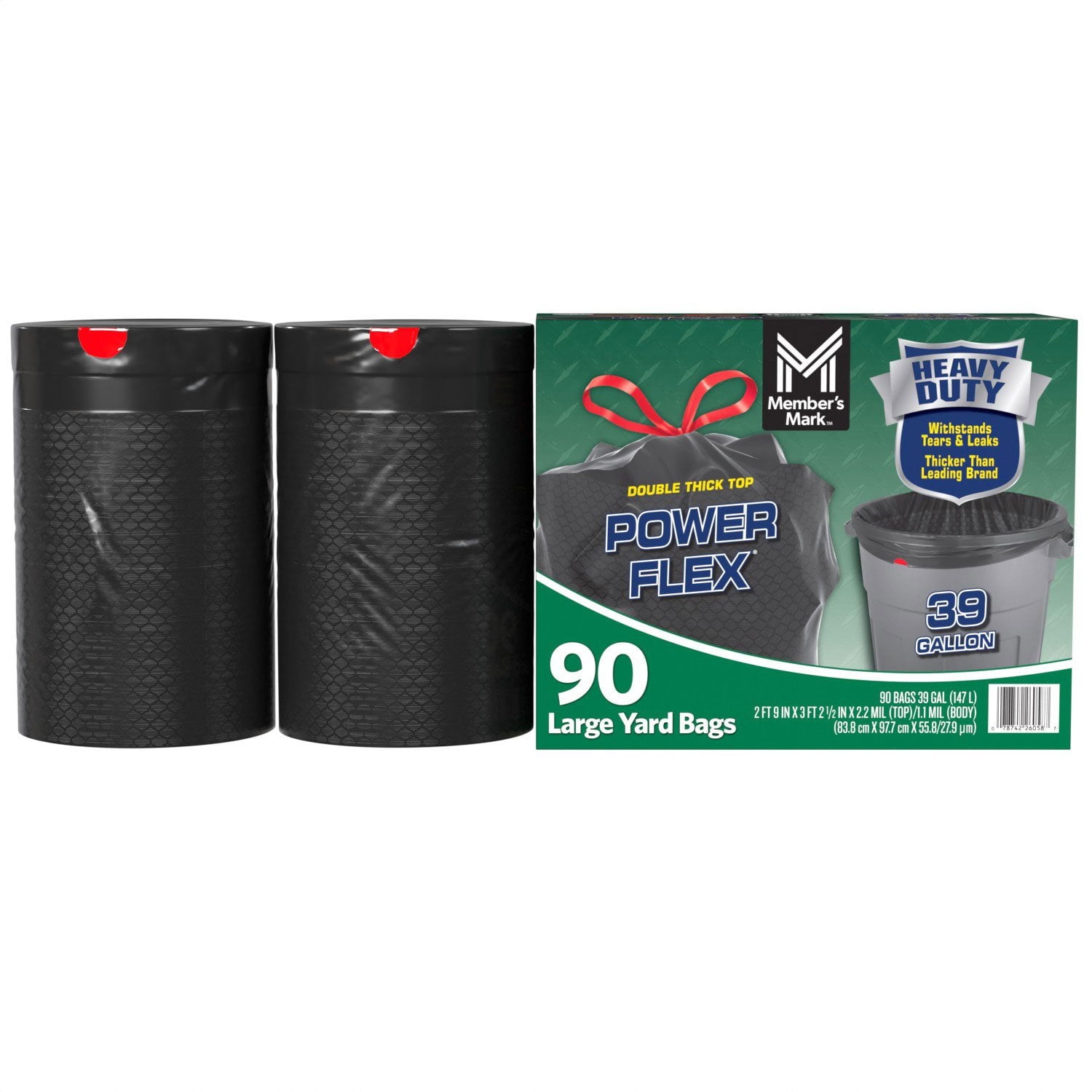 Member's Mark Heavy Duty 39-Gallon Yard Trash Bags, Unscented, 90 ct. - Image 2