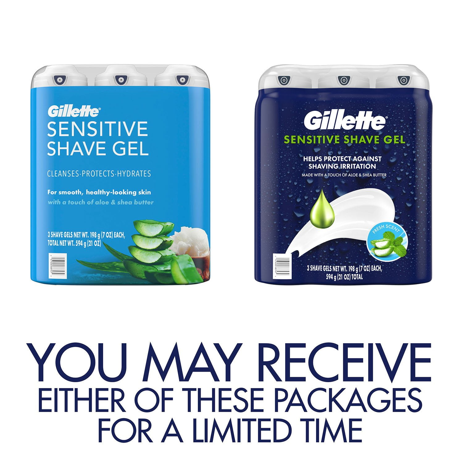 Gillette Sensitive Shave Gel with Aloe & Shea Butter, 7 oz., 3 pk. - Image 9