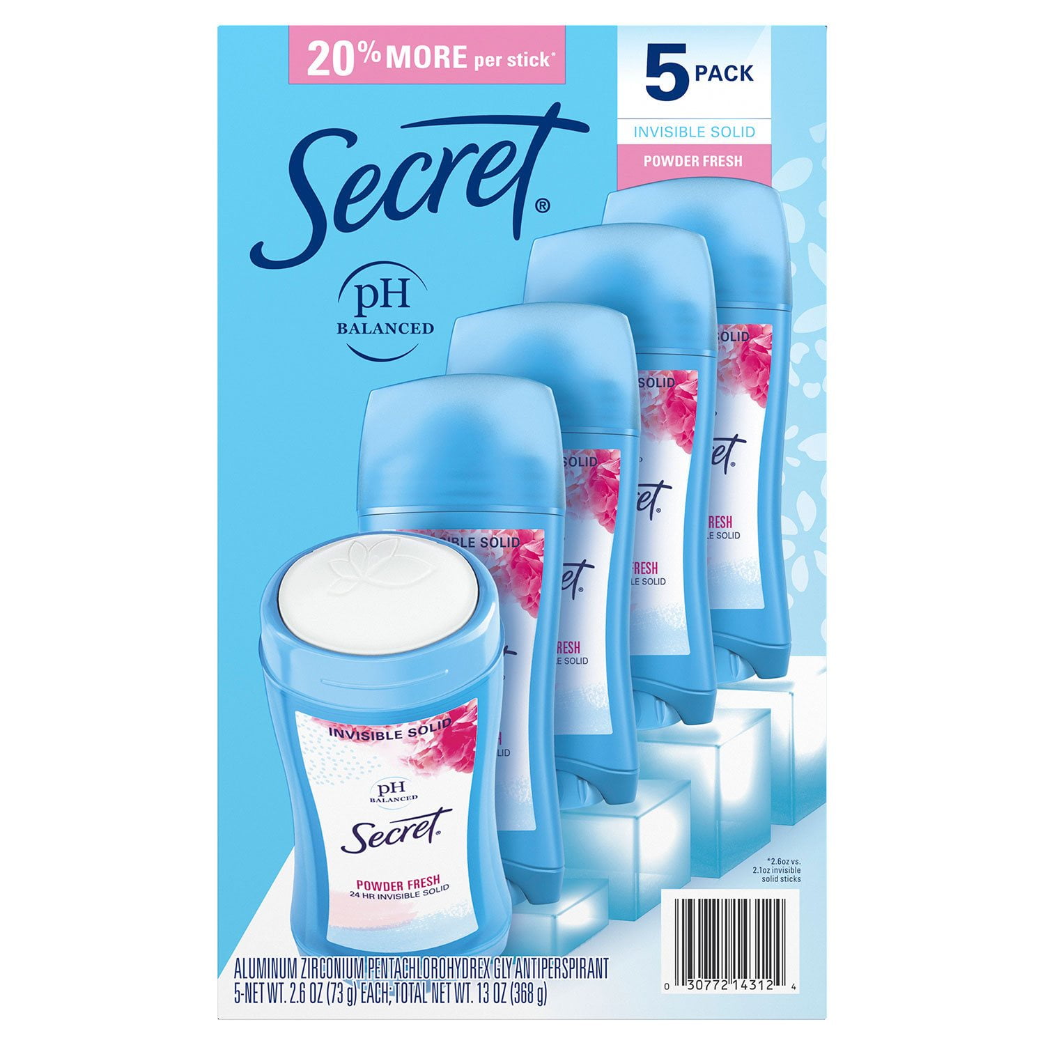 Secret Invisible Solid Antiperspirant and Deodorant, Powder Fresh, 2.6 oz., 5 pk. - Image 9