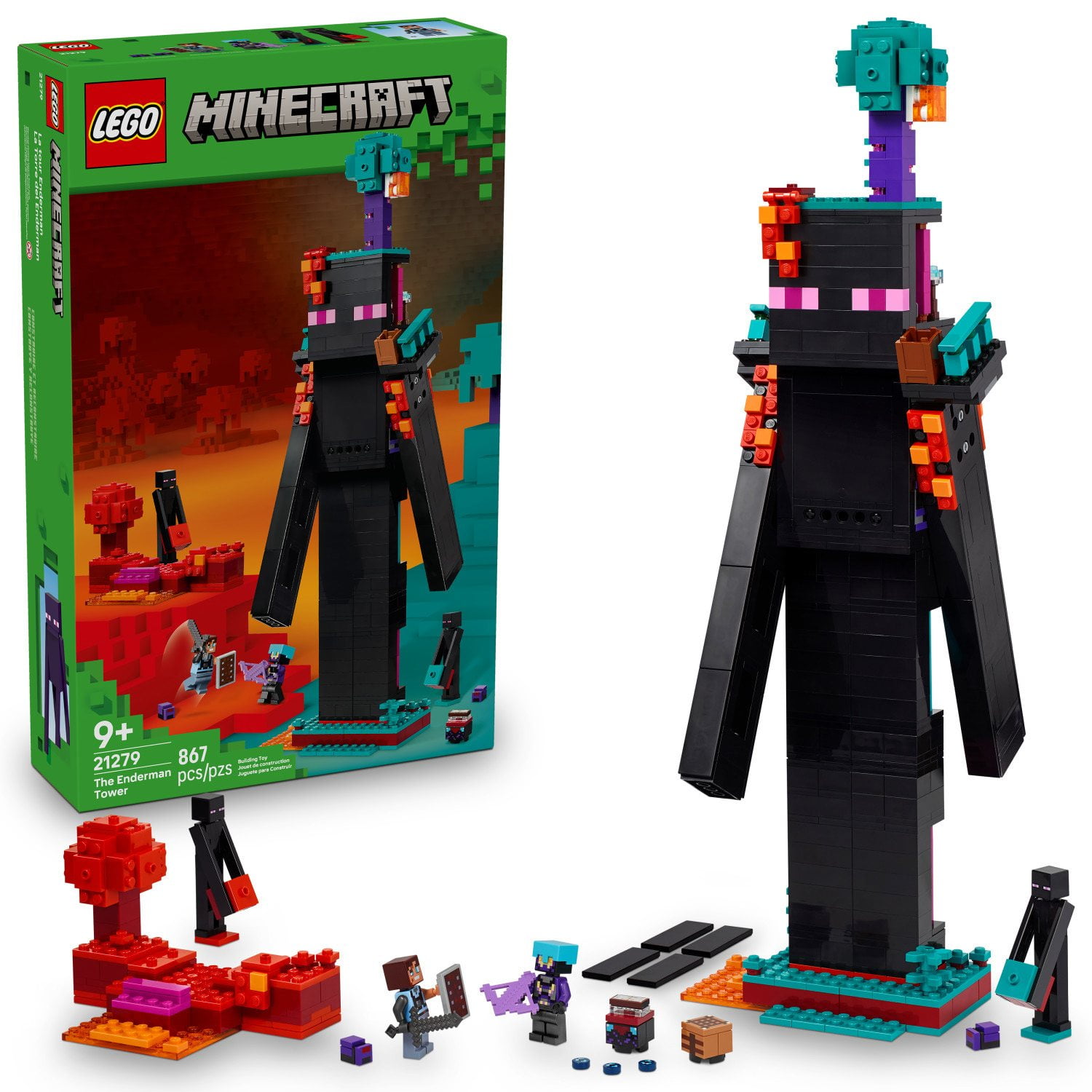 LEGO Minecraft The Enderman Tower Toy for Kids, 867 pc.
