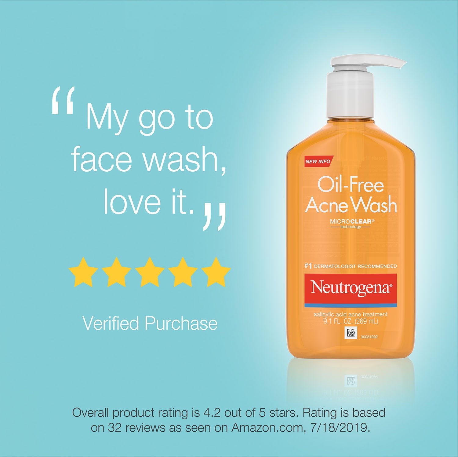 Neutrogena Oil-Free Acne Face Wash, 9.1 fl. oz., 2 pk. - Image 7