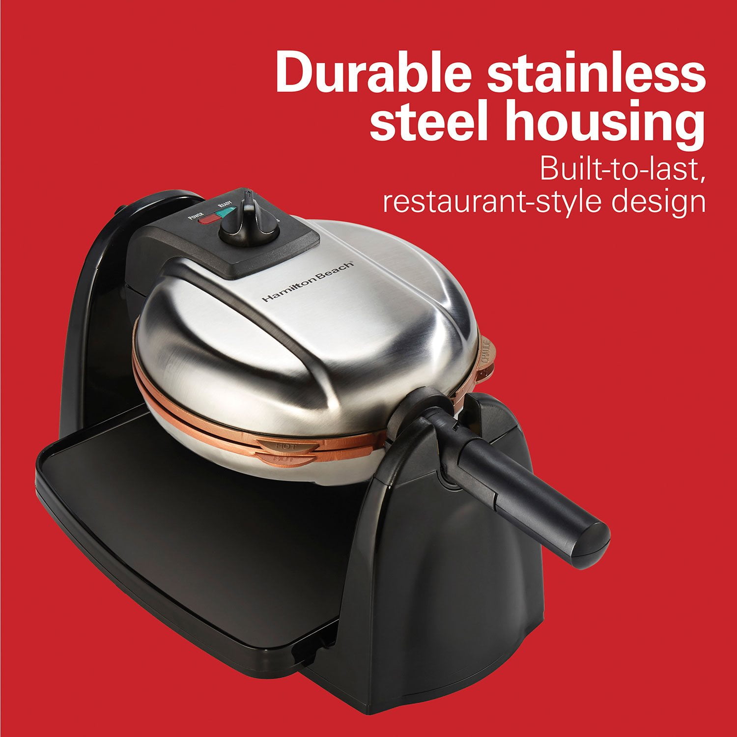 Hamilton Beach Durathon Ceramic Removable-Grid Belgian Waffle Maker - Image 6