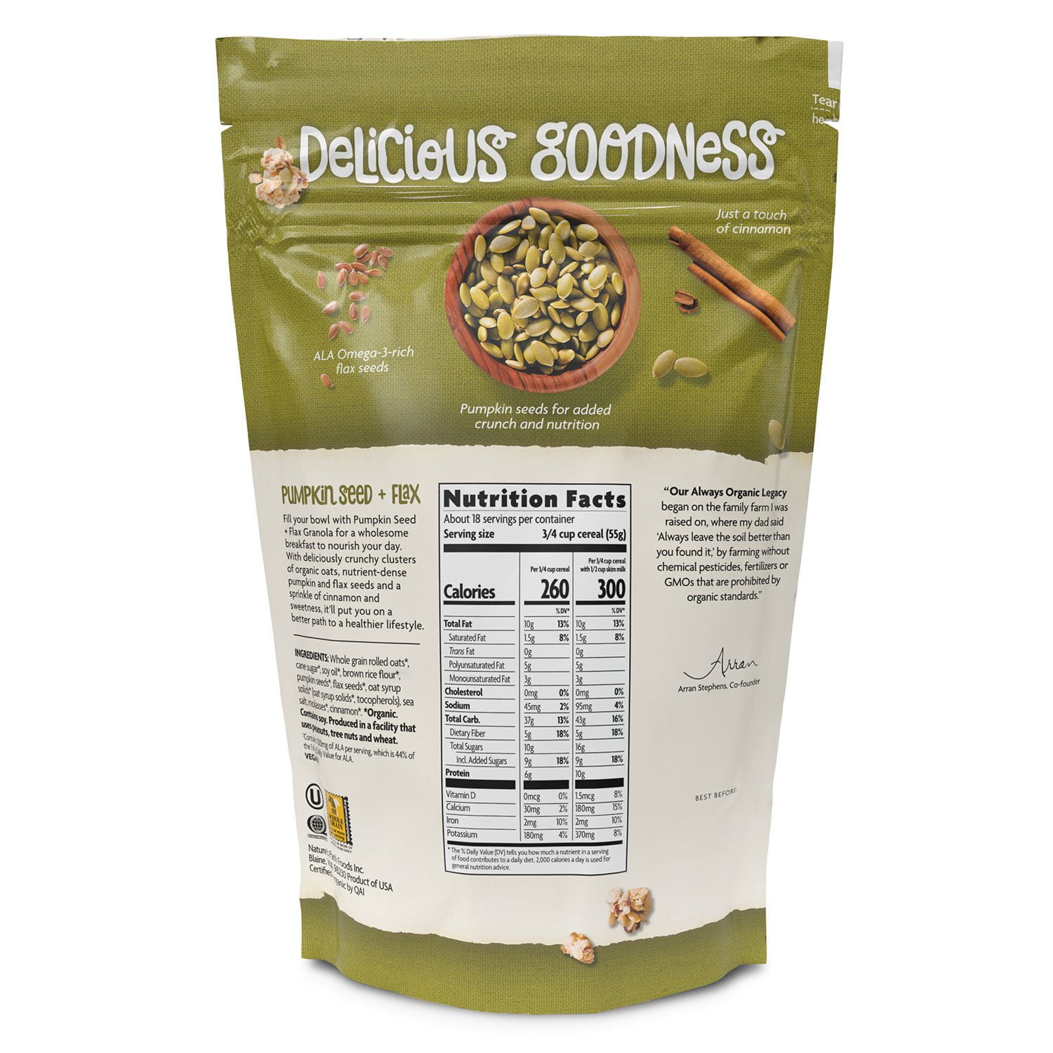 Nature's Path Organic Pumpkin Seed Plus Flax Granola, 35.3 oz. - Image 2