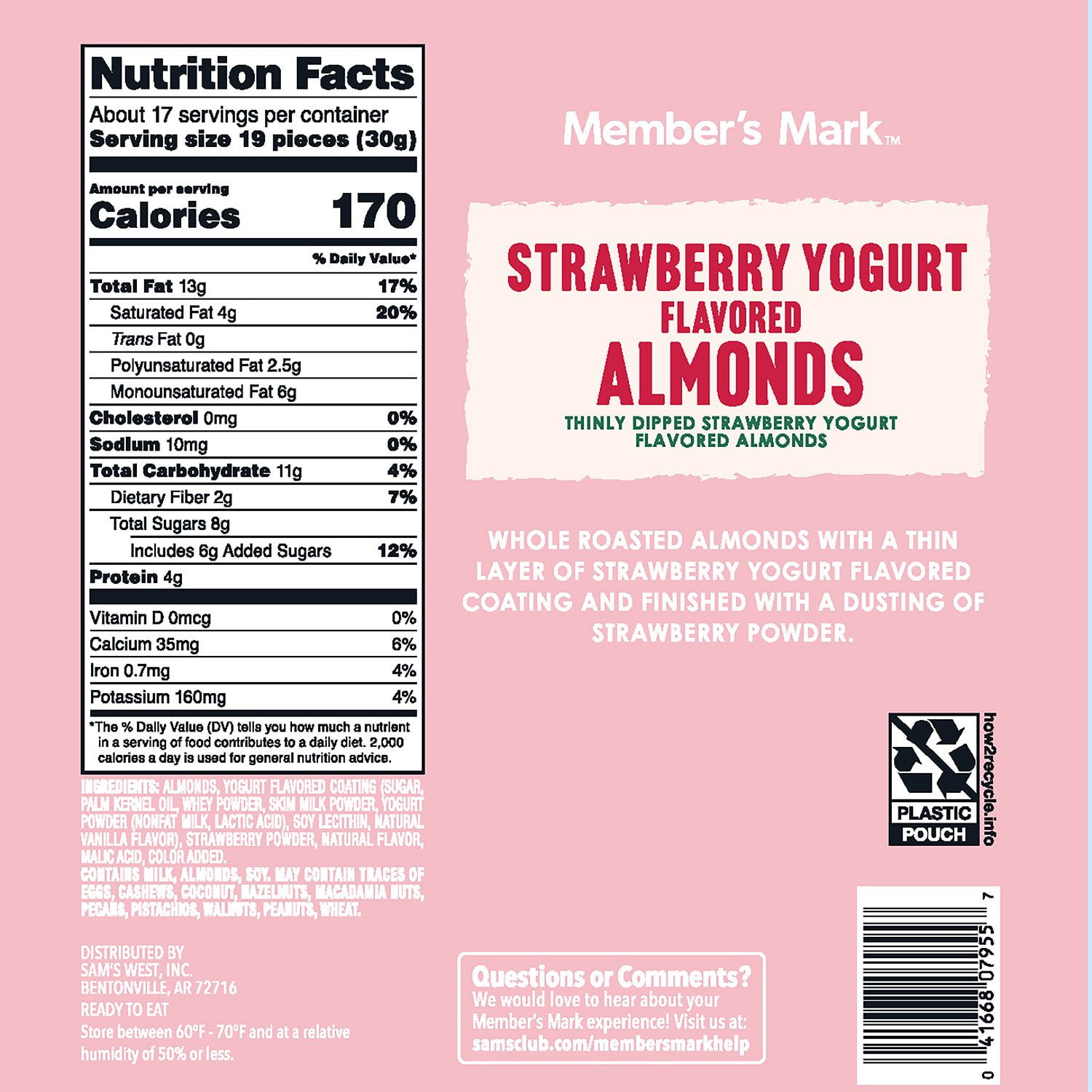 Member’s Mark Strawberry Yogurt Almonds, 17.5 oz. - Image 2