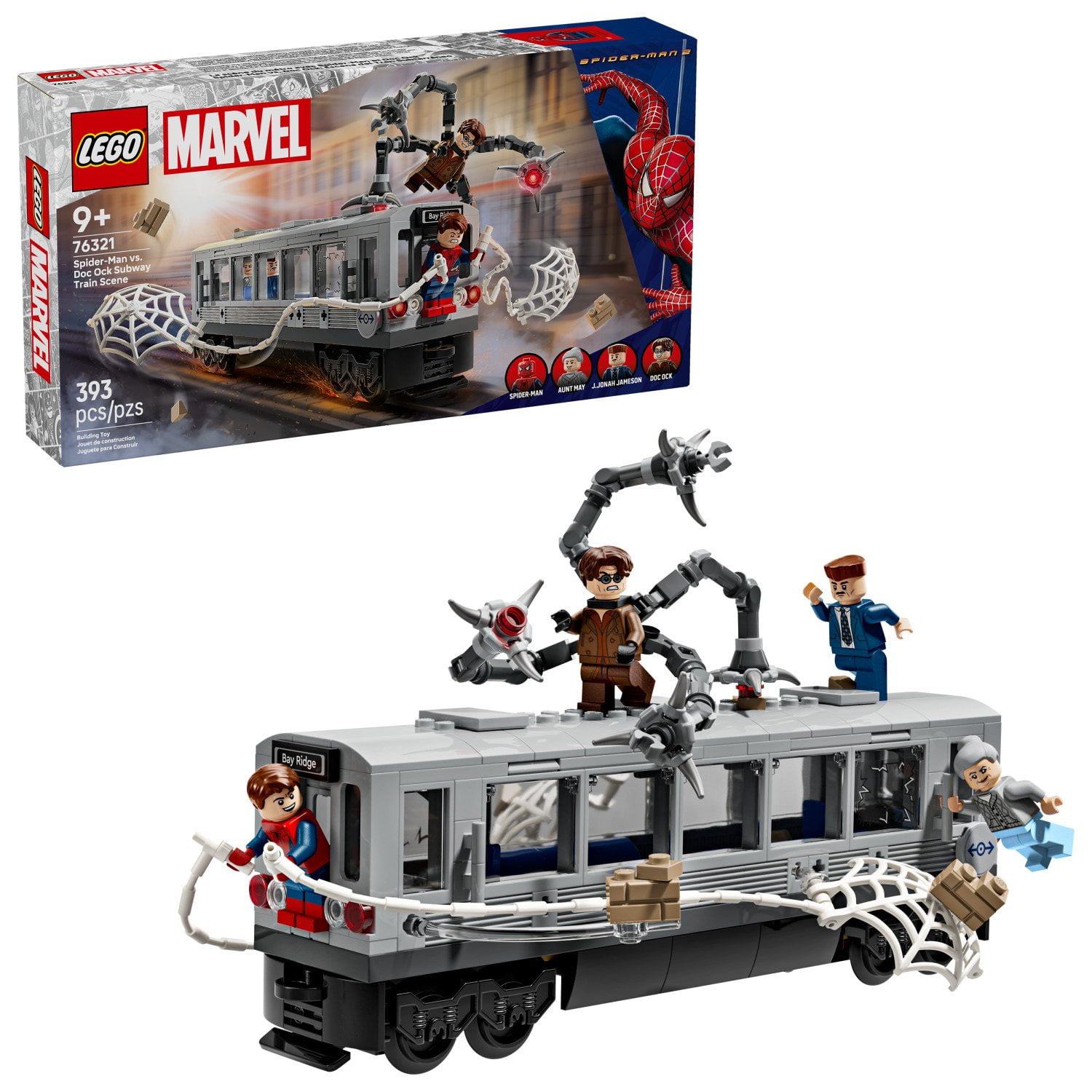 LEGO Marvel Spider-Man vs. Doc Ock Subway Train Scene Building Set, 393 pc.