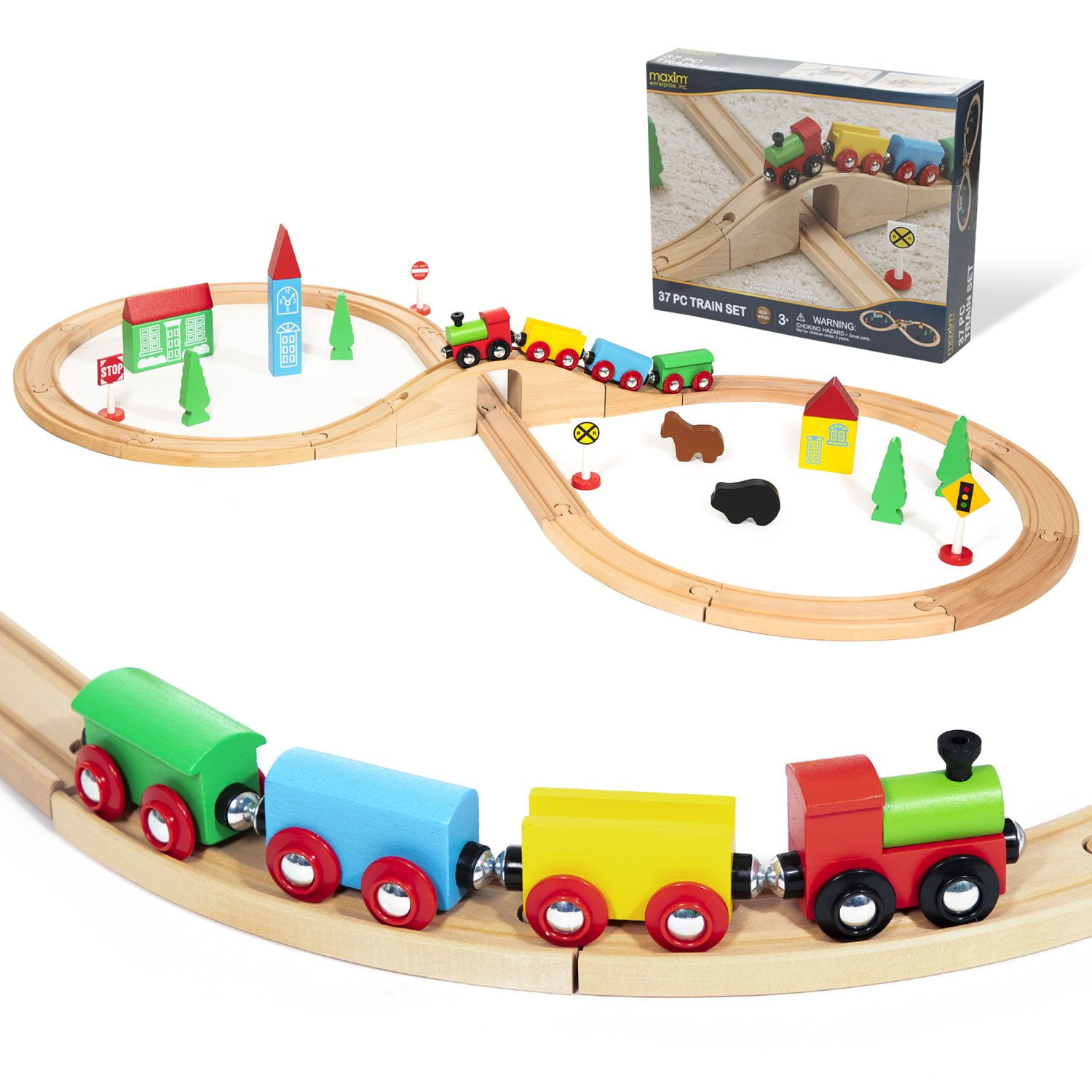 37 Piece Figure 8 Wooden Train Set