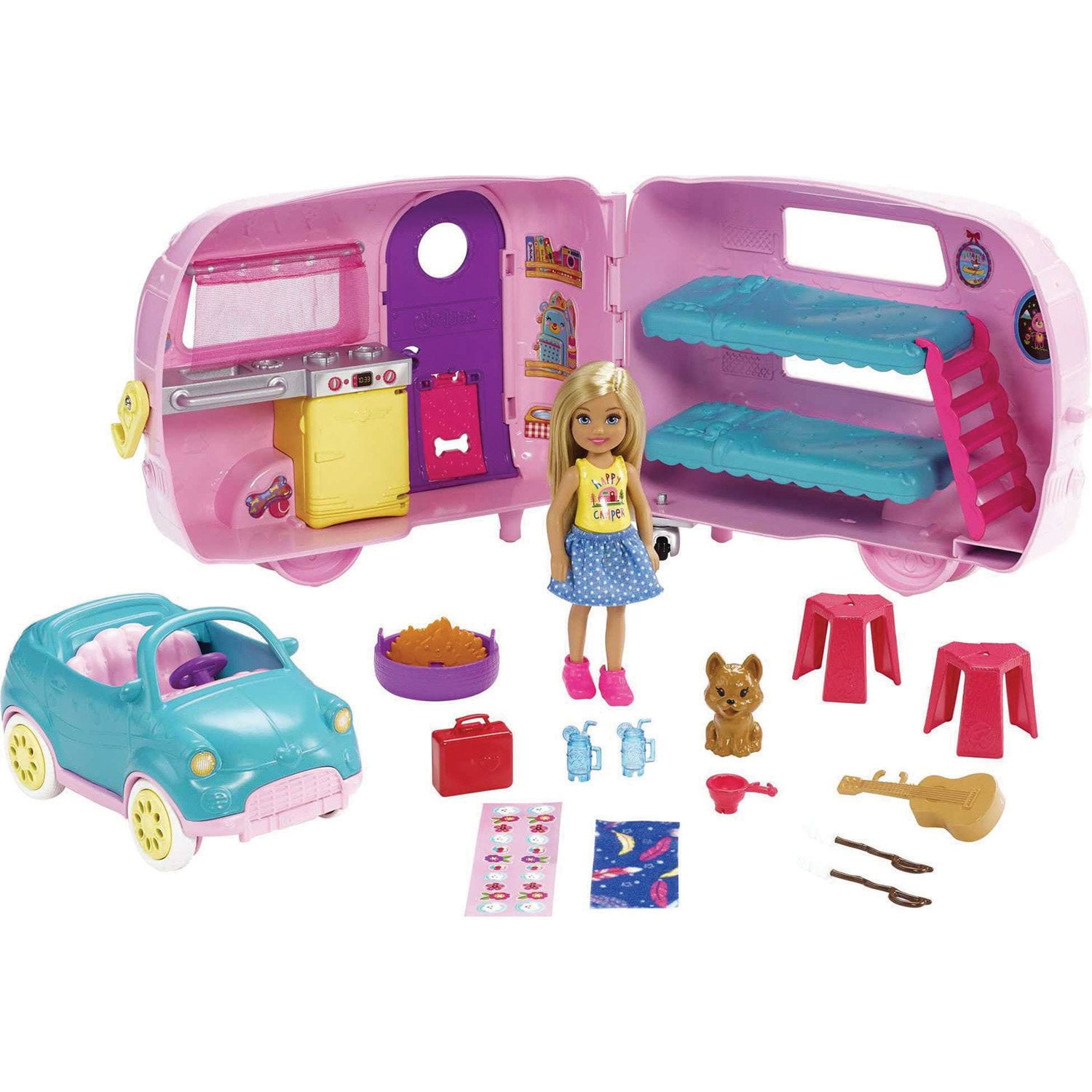 Barbie Camper Playset with Chelsea Doll, Toy Car & Accessories