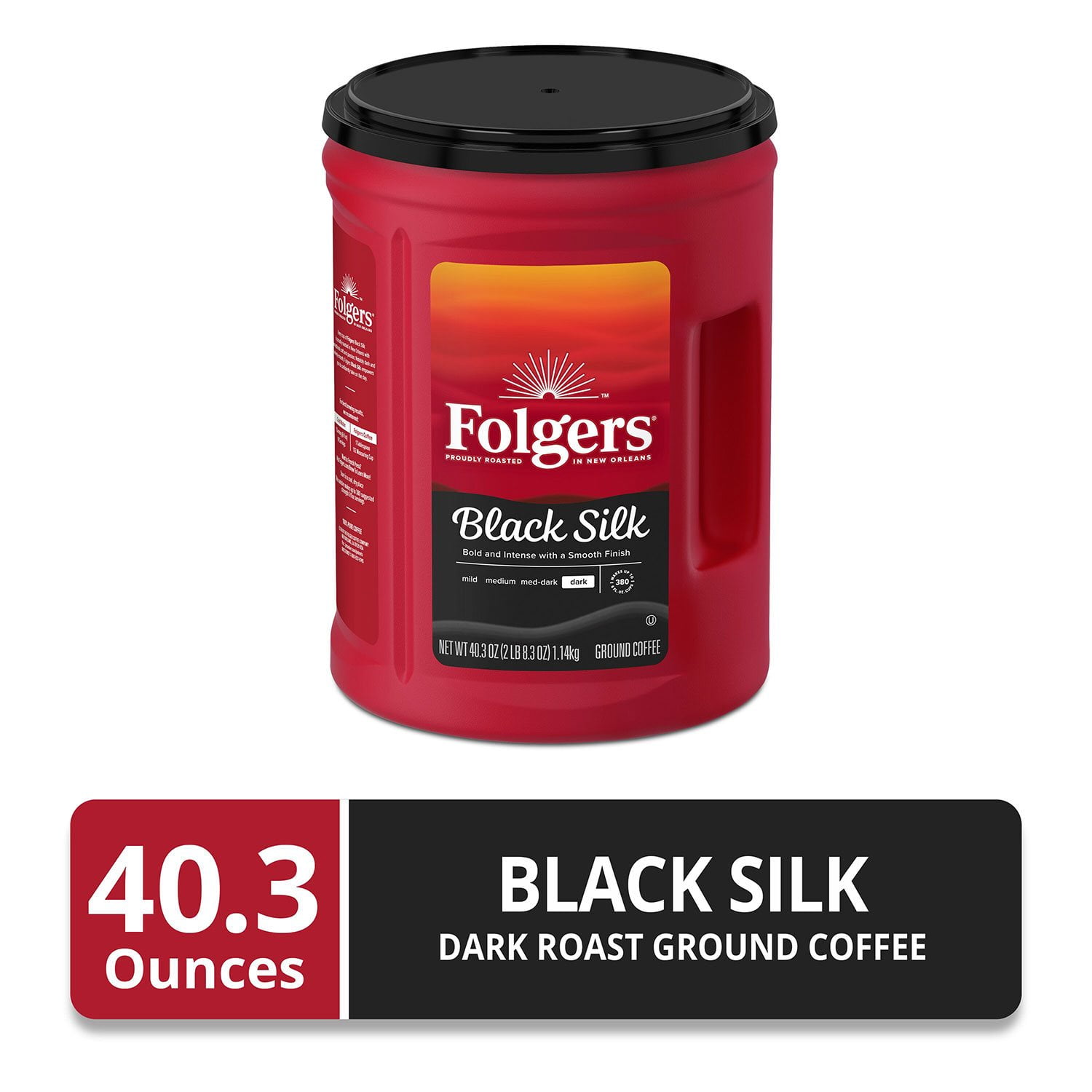 Folgers Dark Roast Ground Coffee, Black Silk, 40.3 oz. - Image 2
