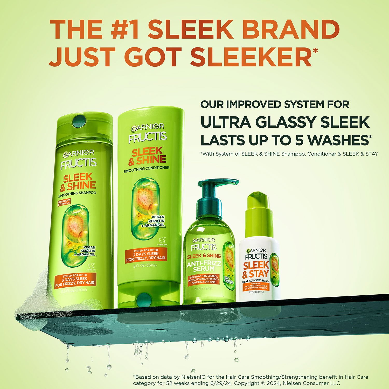Garnier Fructis Sleek & Shine Shampoo & Conditioner, 40 fl. oz., 2 pk. - Image 4