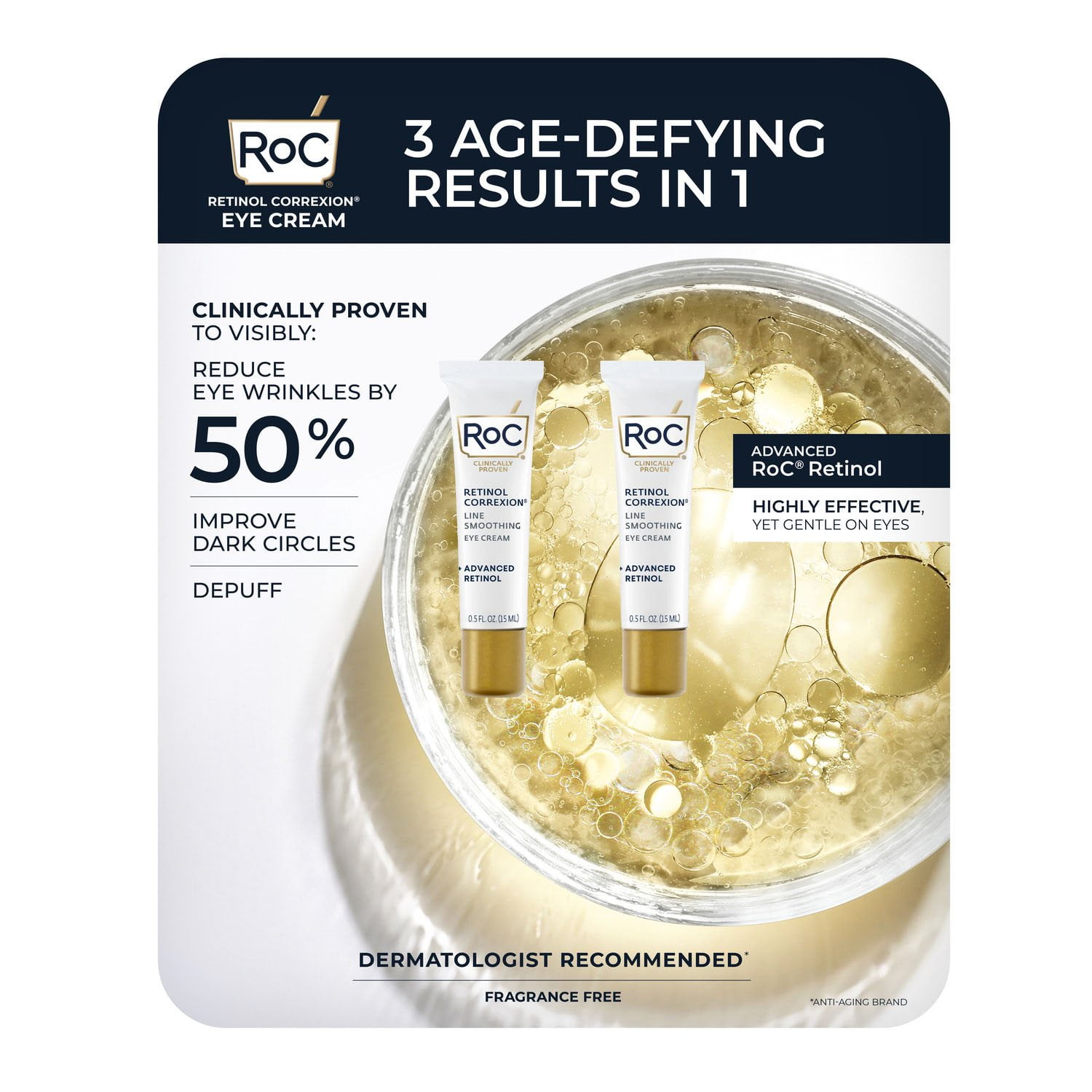 RoC Retinol Correxion Line Smoothing Eye Cream, 0.5 fl. oz., 2 pk.