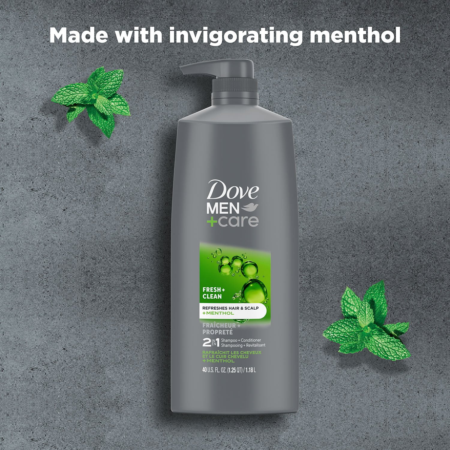 Dove Men+Care Fresh & Clean 2-in-1 Shampoo + Conditioner, 40 fl. oz. - Image 4