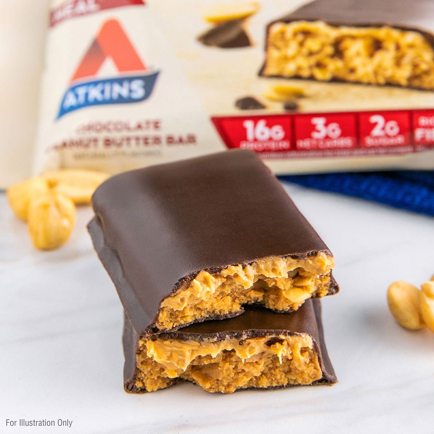 Atkins Chocolate Peanut Butter Meal Bars, High Fiber, 16g of Protein 15 ct. - Image 7