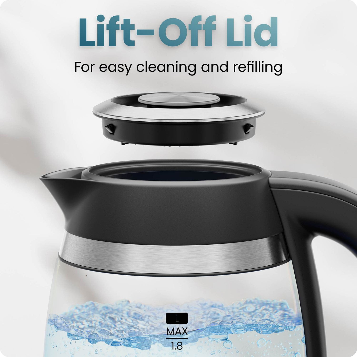 Chefman Fast-Boil 1.8L Electric Kettle, 1500W with Removable Tea Infuser - Image 5