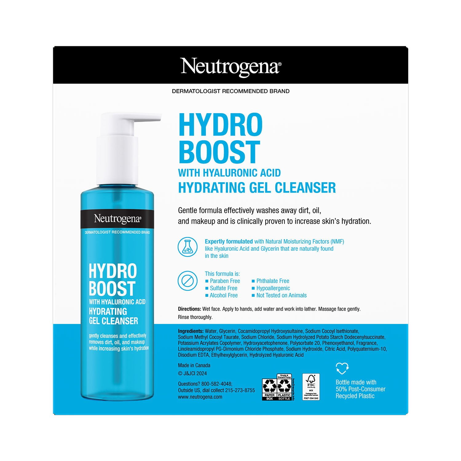 Neutrogena Hydro Boost Hydrating Gel Cleanser, 7.8 fl. oz., 3 pk. - Image 2